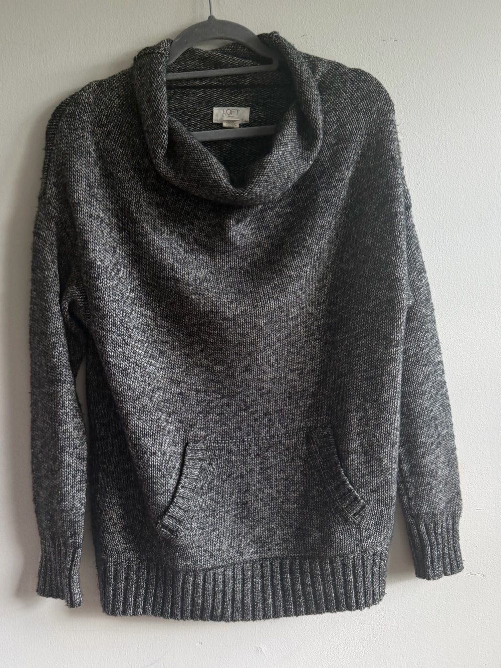 LOFT Dark Charcoal Cowl Neck Sweater
